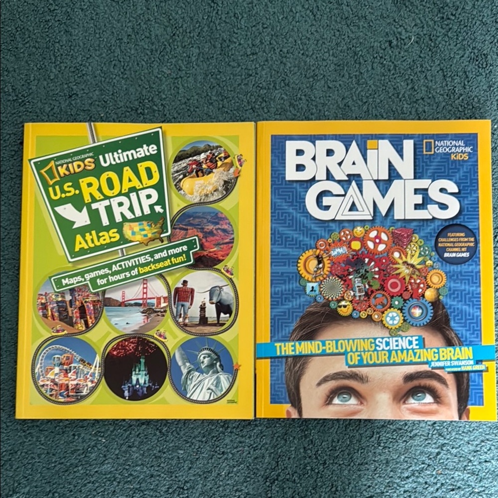 National Geographic Brain Games and Road Trip Atlas Set - Yellow